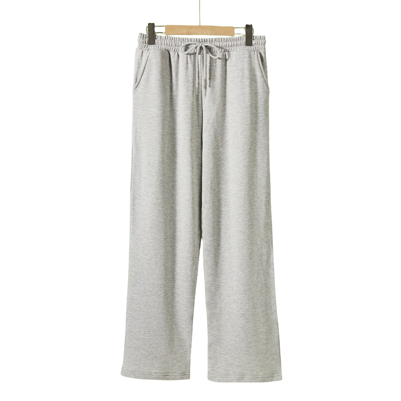 真丝拉绒高腰宽腿长裤带抽绳卫裤