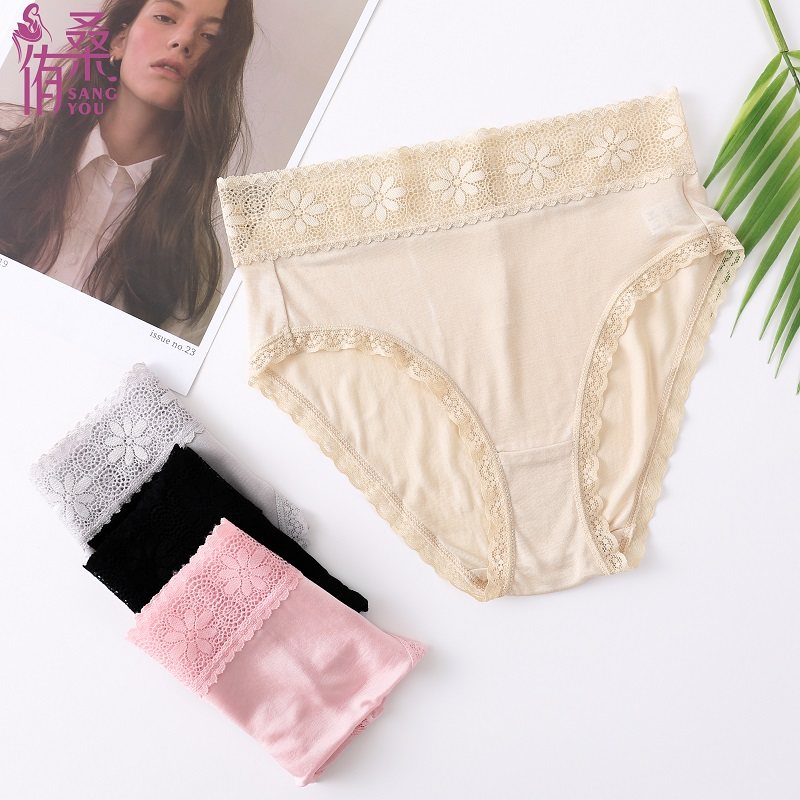 100%桑蚕丝女士中腰花边内裤女夏季薄款透气大码提臀真丝三角短裤,女士内衣/男士内衣/家居服,女三角裤,淘宝优惠券,粉丝福利购,淘宝优惠卷