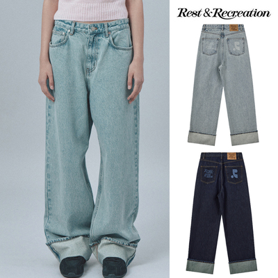 新款印花卷边牛仔裤潮流