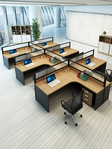家具办公桌椅组合简约现代隔断屏风卡座46人位职员办公桌l型工位