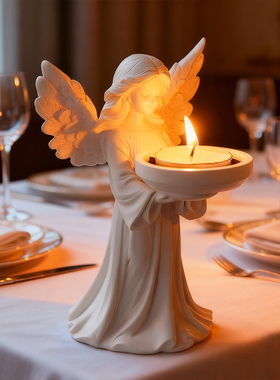 人物造型天使烛台托盘浪漫烛光道具小摆件蜡烛台底座家居装饰好物