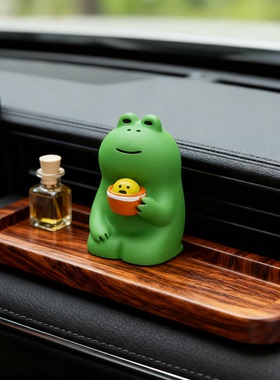 CK2025120920824绿色青蛙造型汽车香水座式木质香薰摆件