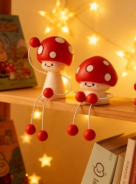 卡通蘑菇陶瓷摆件手绘礼盒生日