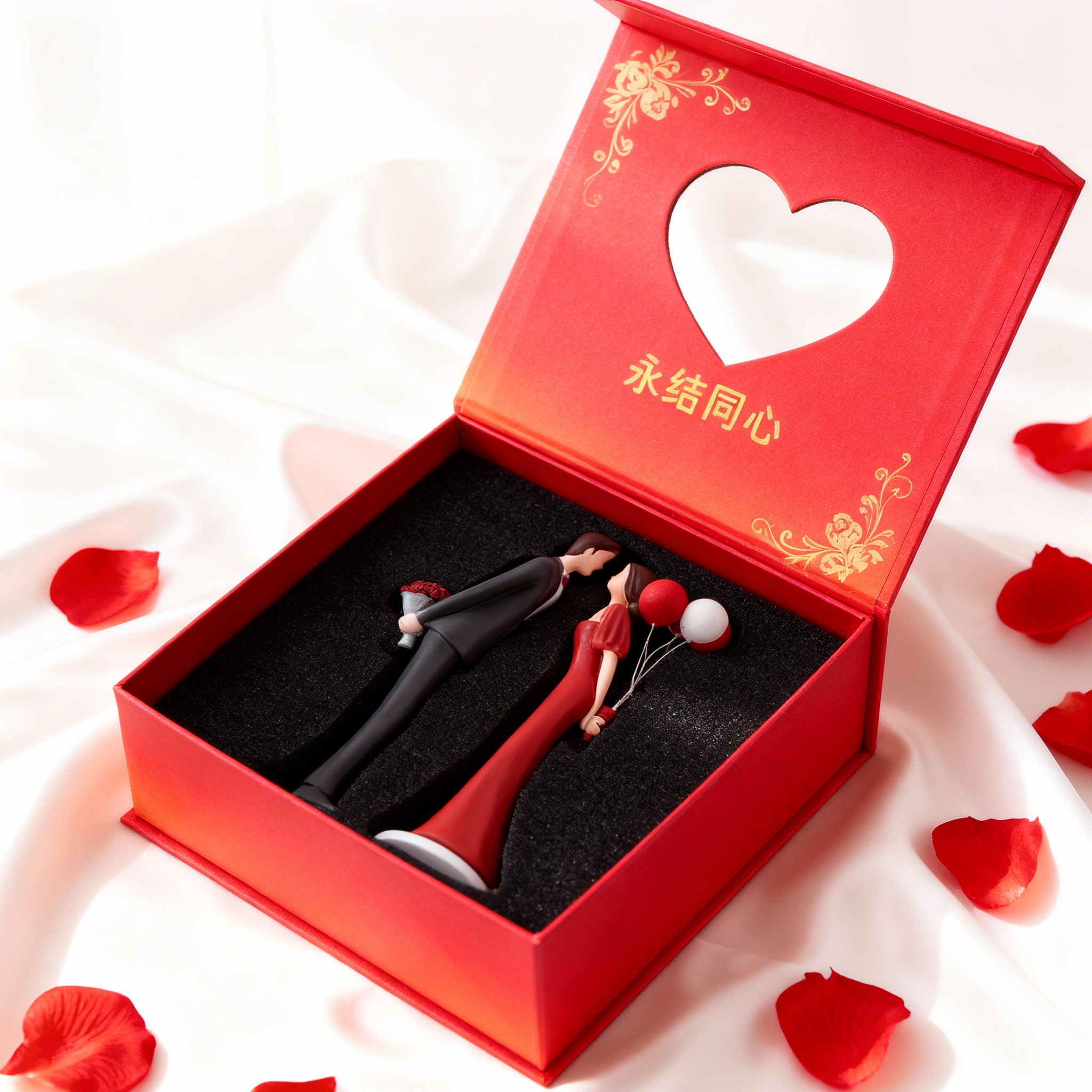 新中式树脂情侣摆件礼盒送女友