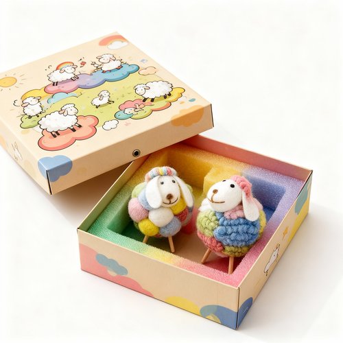 手工可爱小羊毛线挂件礼盒摆件