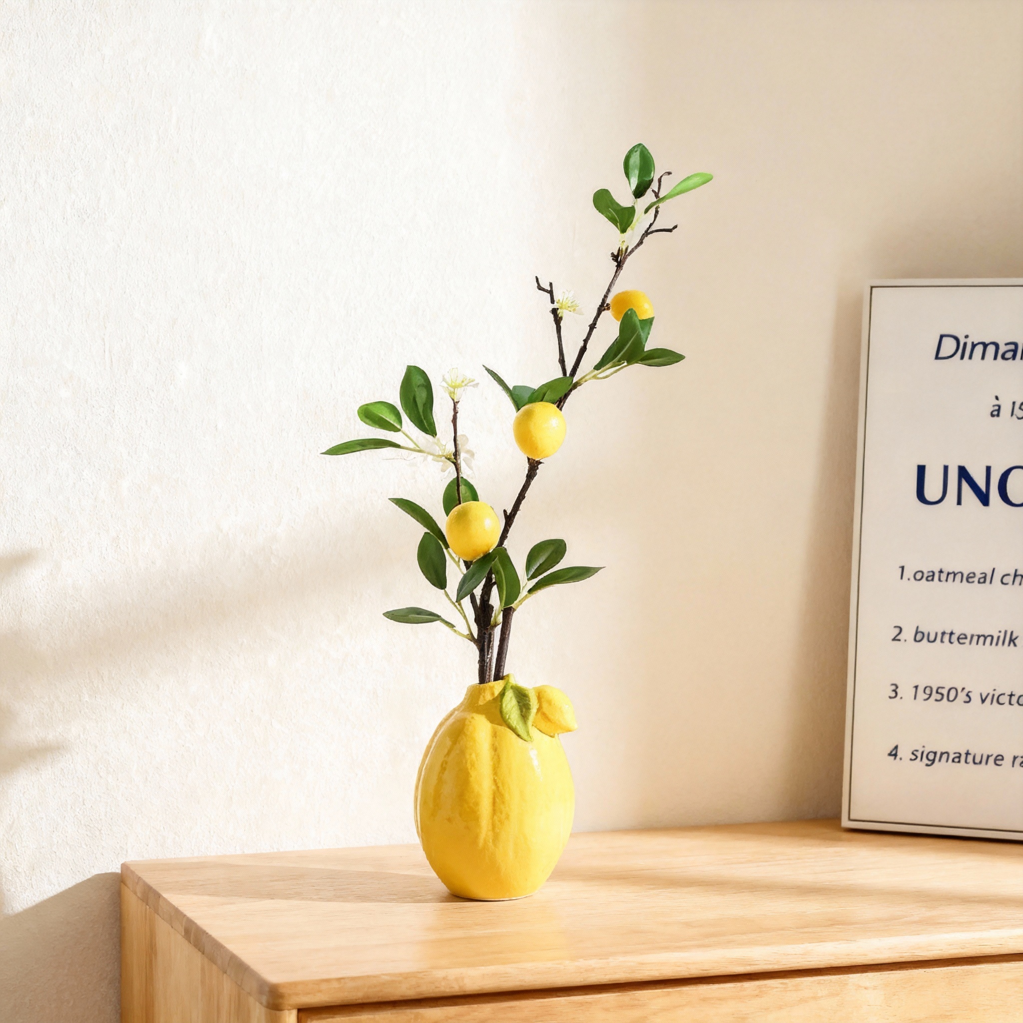 UNO吾诺可爱柠檬陶瓷花瓶摆件