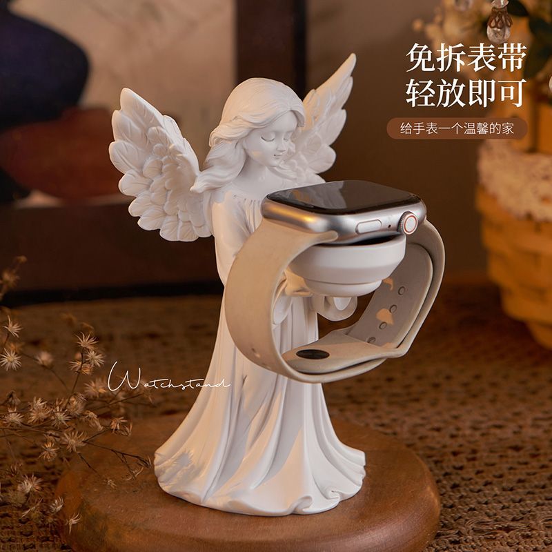 北欧风天使雕像创意手表充电支架iWatch放置底座卧室桌面装饰摆件