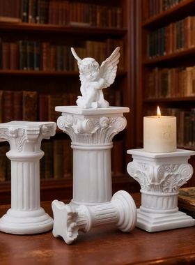 新古典树脂浮雕天使柱摆件套组