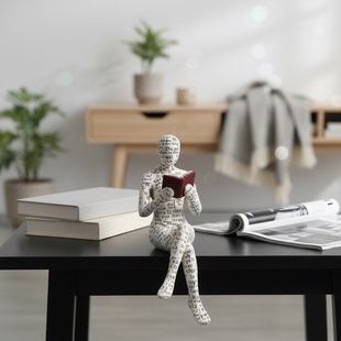 北欧风格读书人物树脂桌面摆件书房装饰工艺品创意礼物