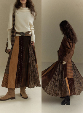 iceiio*比约格*复古解构主义艺术感不规则拼接超大裙摆半身裙