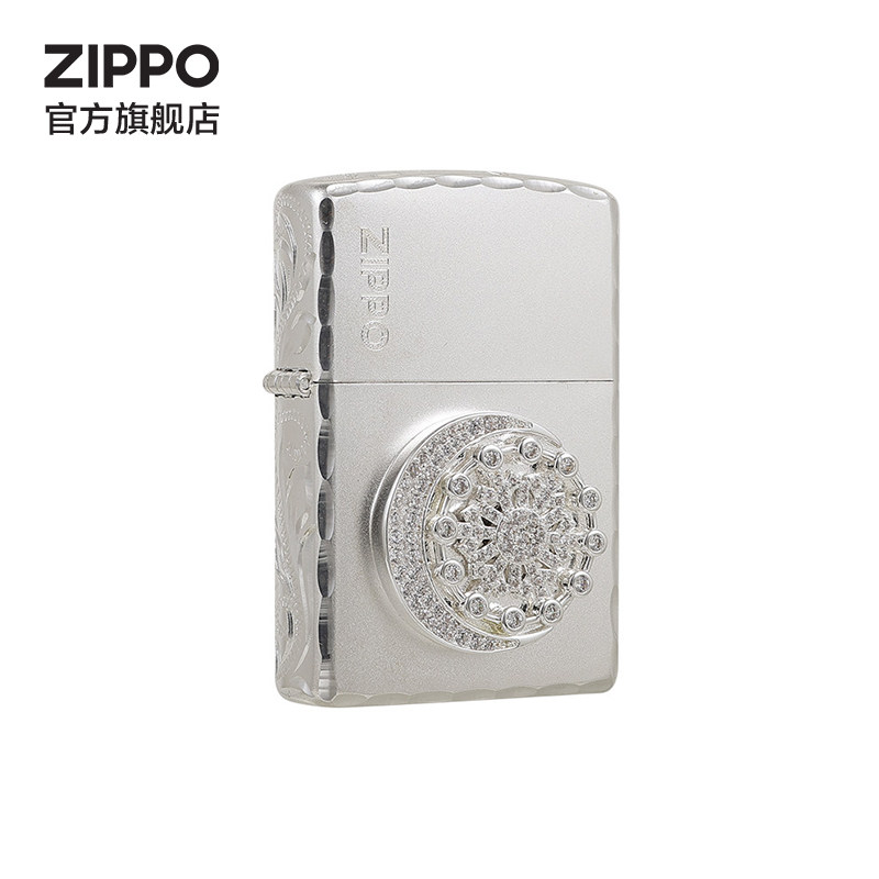 ZIPPO官方旗舰店之宝雪花咬边繁花防风煤油打火机生日送男友礼物