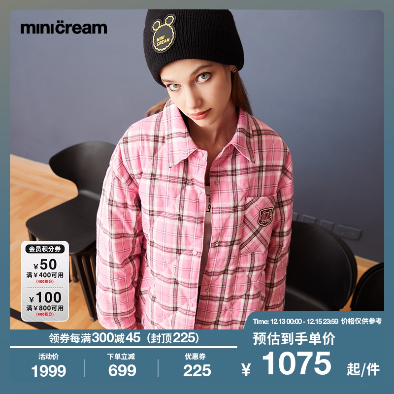 mini cream女装冬季新品菱格压纹时尚格纹羽绒服外套FS115AL