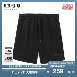 纯色松紧抽绳口袋刺绣全棉廓形运动风短裤 R.R.G.S男装 00803XK