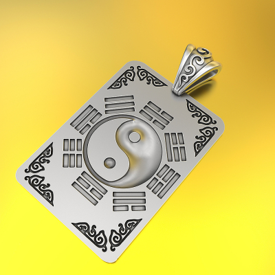 99足银九宫八卦牌本命年道先天后天八卦项链男本命佛民族风吊坠