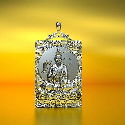 纯银吊坠太上老君项链平安牌