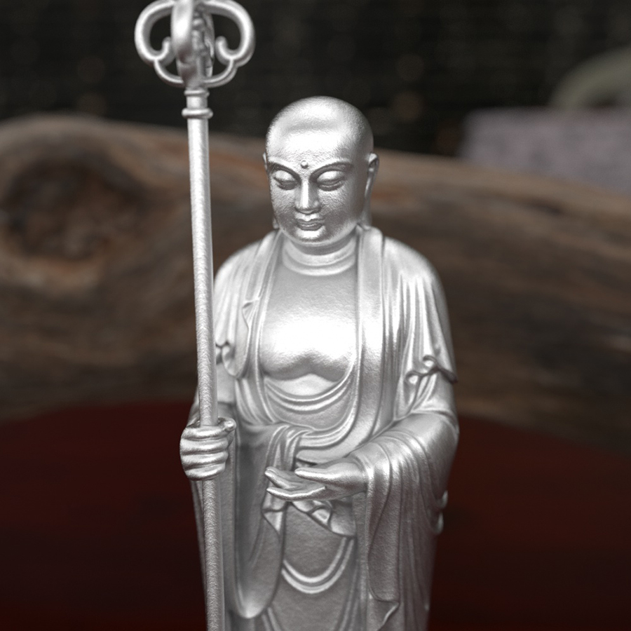 地藏王菩萨纯银立体摆件供奉厂家