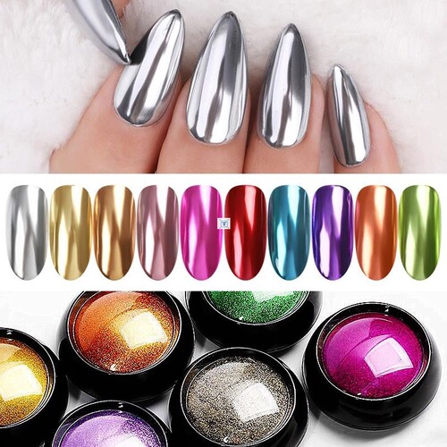 Colorful Nail Art Mirror Powder Rose Red Gold Silver Purple