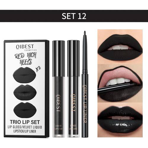 3pcs Matte Liquid Lipstick+Lip Liner Set Lip Glaze Makeup Nu