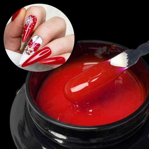Jillnails 50G Builder Nail Gel Christmas Red Burgundy Self L
