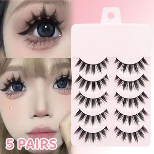 5 Pairs Manga Lashes Eyes Lashes Soft Natural Long Eyelashes