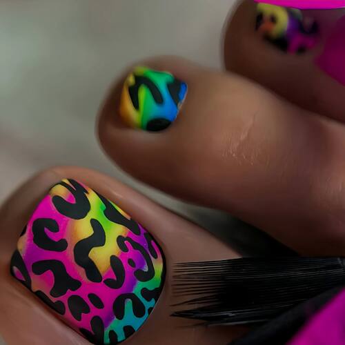 24pcs y2k Press on Toenails Sweet Cool Leopard Print Summer