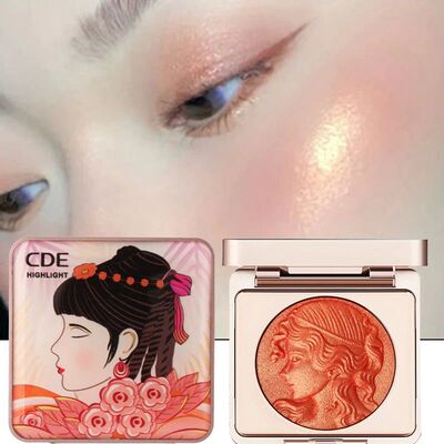 3D Orange Highlighter Embossed Blush Palette Long-Lasting Sh