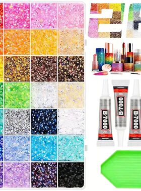 28 Colors Rhinestone Bedazzling Kit with B7000 Glue for Nail