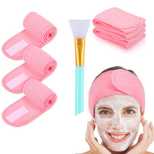 3pcs Facial Headband with 1 Mask Brush Yoga Spa Bath Shower
