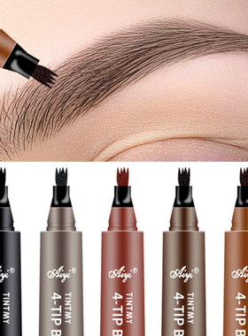 4 Fork Waterproof Eyebrow Pencil Women 3D Long Lasting Natur