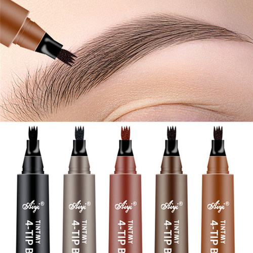 4 Fork Waterproof Eyebrow Pencil Women 3D Long Lasting Natur