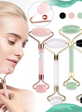 Jade Stone Rollers Massager For Face Pink Rose Quartz Natura