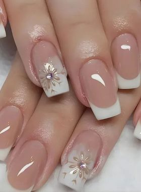 Fake Fingernails Full Cover Press On Nails 24Pcs Short Squar