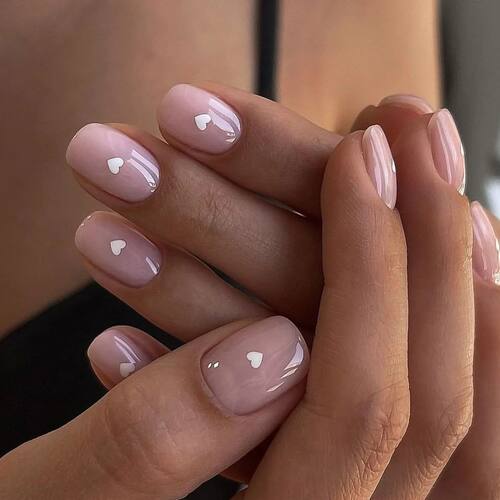 24Pcs Nude Color Fake Nails Short Square Head Press on Nails