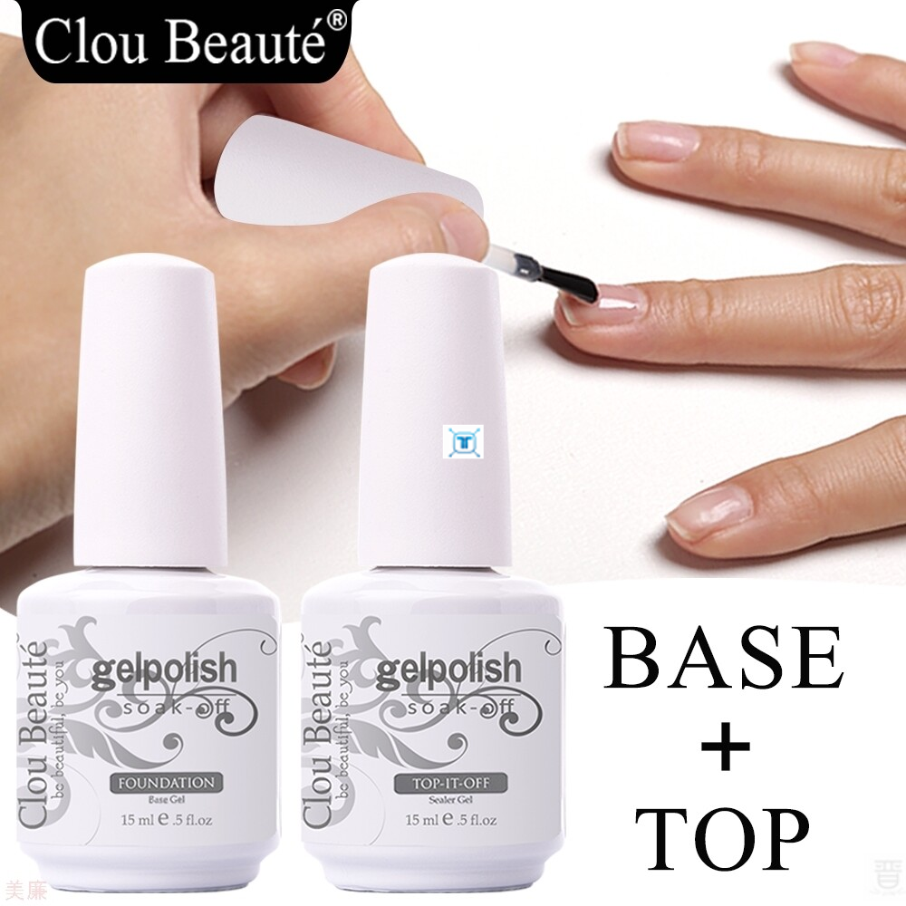 Clou Beaute Base And Top Coat Gel Nail Polish UV 15ml Transp 彩妆/香水/美妆工具 甲油胶 原图主图