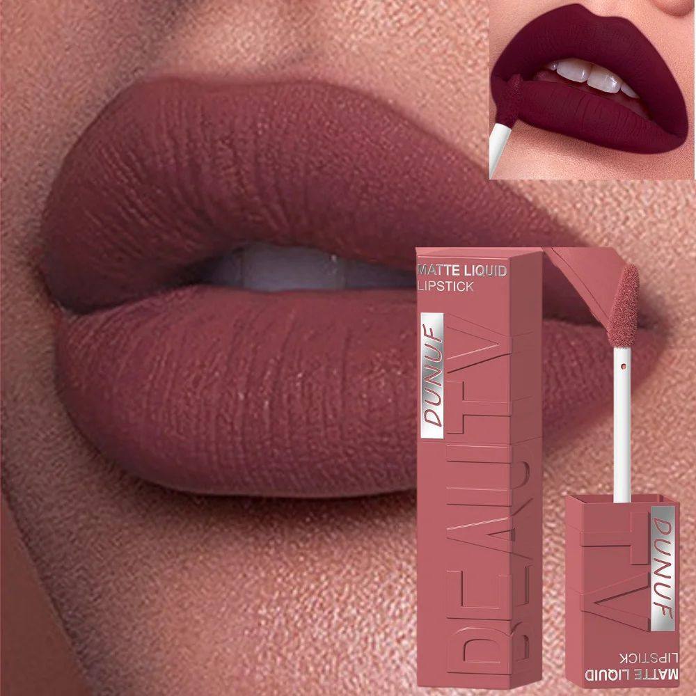 8-color matte velvet smooth easy-to-apply square tube lip gl