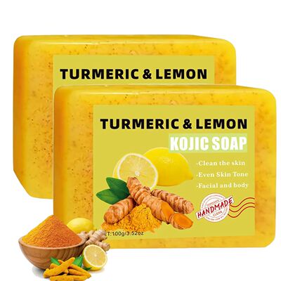 Turmeric Kojic Acid Lemon Soap Bar, Soap Bar Brighten Even S