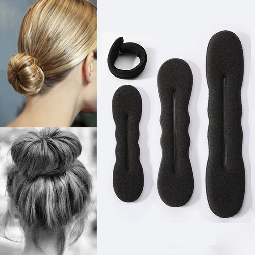 Multi size Sponge Black Hair Styling Donut Bun Curler Maker