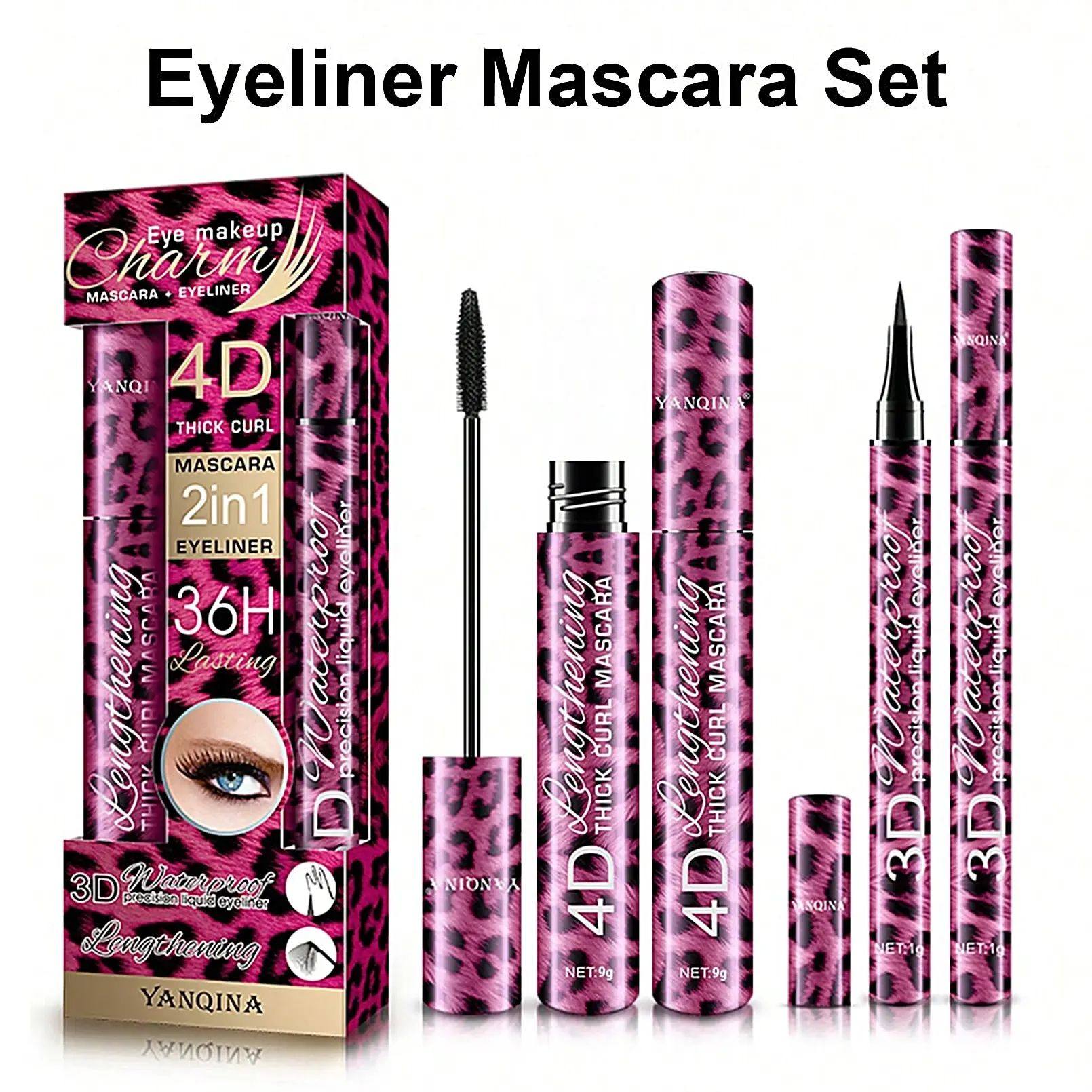 Liquid Eyeliner Pencil 4D Waterproof Mascara Set Cosmetics E