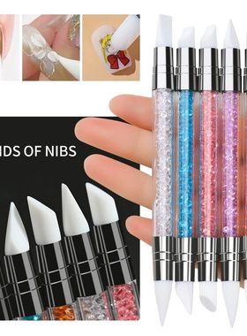 3/5/8Pcs Sculpture Dotting Pen Nail Art Silicone Brush Color