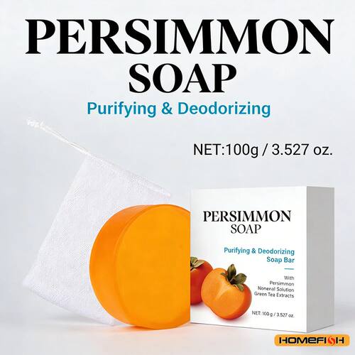 Persimmon & Green Tea Soap Bar for Body Odor, Natural Deodor