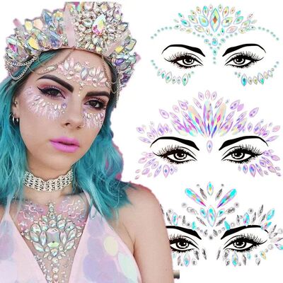 3D Sexy Face Tattoo Stickers Temporary Tattoos Glitter Fake