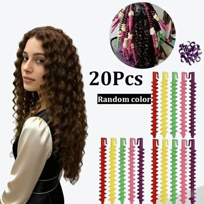 20Pcs Set Heatless Curls Mixed Color Spiral Hair Styling Too