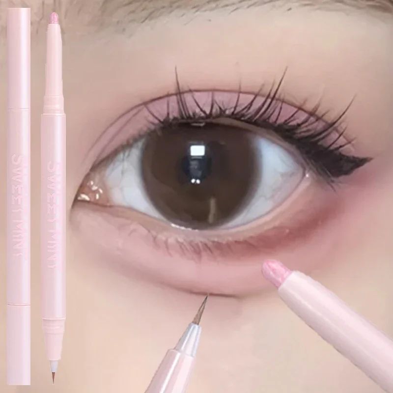 Double Head Matte Pink Lying Silkworm Pen Waterproof Lasting