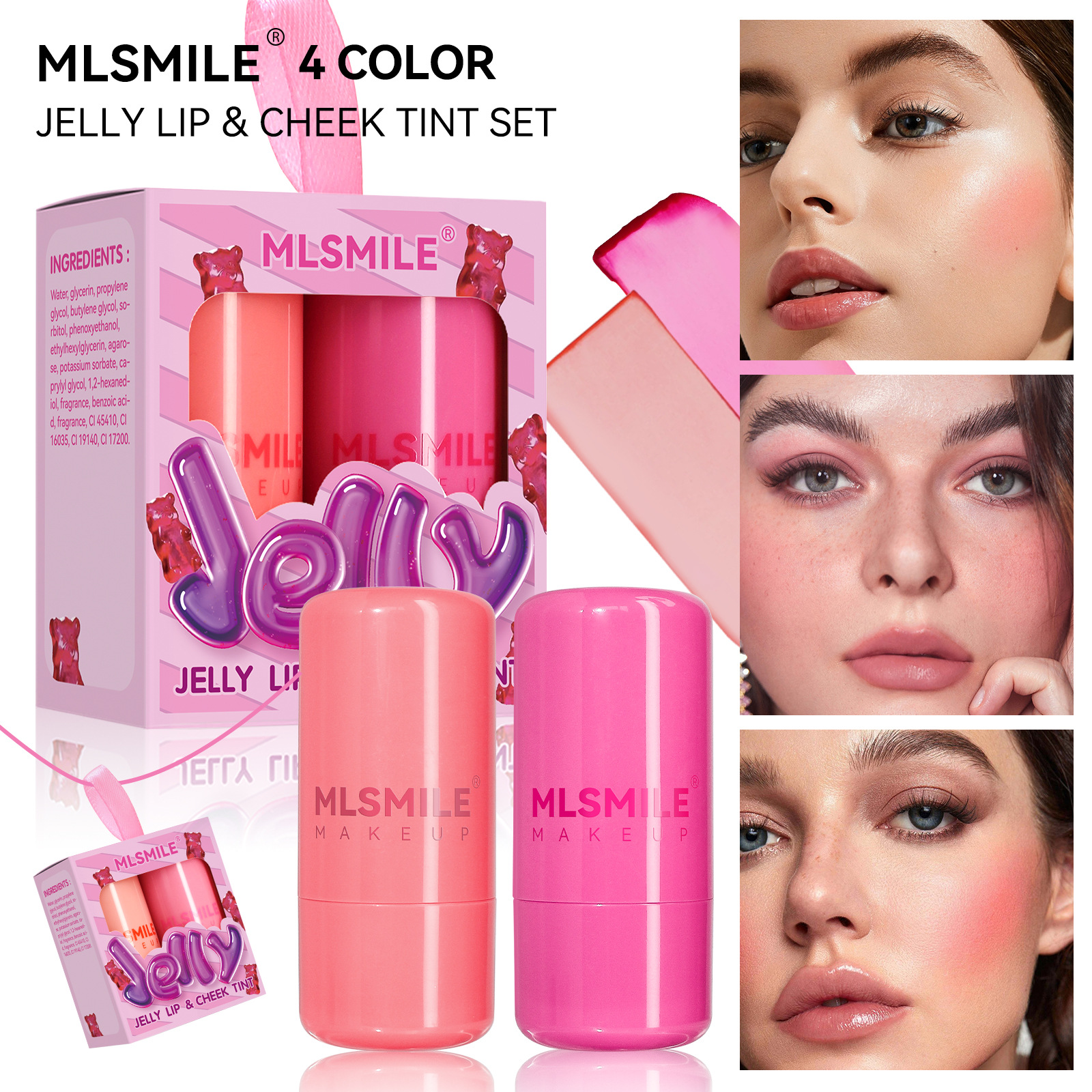 Jelly Blush Suit Lipstick Lip Cheek Dual-use Multi-color Bri