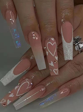 24pcs artifical nails with glue fake nail tips with design D