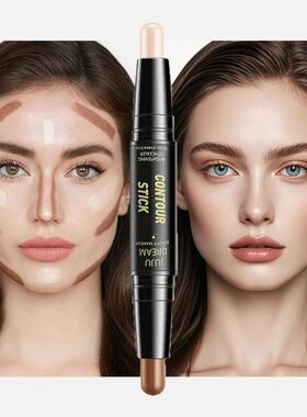 Dual-ended contour stick, facial foundation, concealer, long