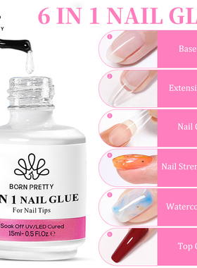 15ML 6 IN 1 Nail Glue Gel for Acrylic Nails Soak off Base
