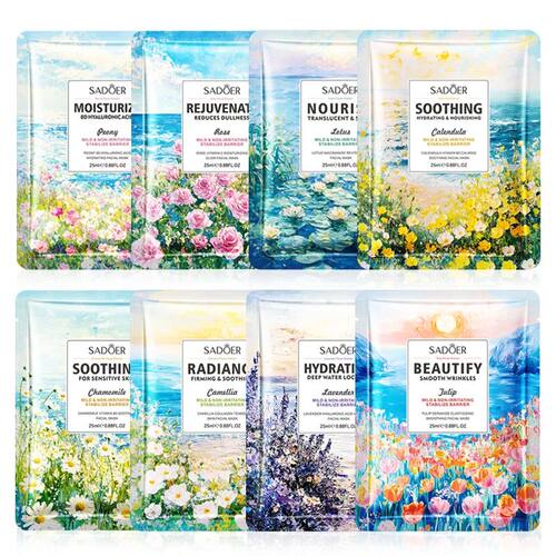 8pcs Flowers Facial Masks Moisturizing Hydrating Whitening A