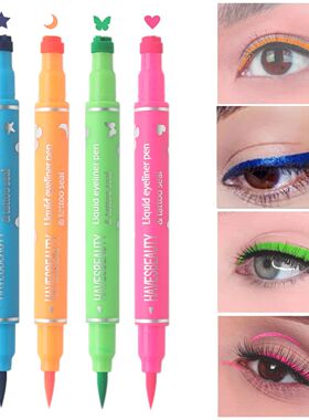 Dual-ended color pattern stamp eyeliner waterproof non-smud