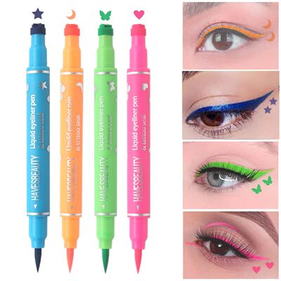 Dual-ended color pattern stamp eyeliner, waterproof non-smud